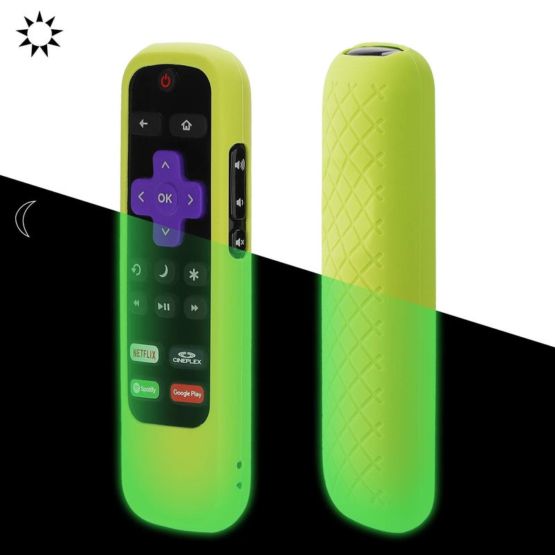 AKWOX [Nightglow Green] Case for Roku Express Remote, Akwox Light Weight [Anti Slip] Shock Proof Silicone Cover for Roku Express/Roku Premiere RC68/RC69/RC108/RC112 Standard IR Remote [Lanyard Included] - Image 2